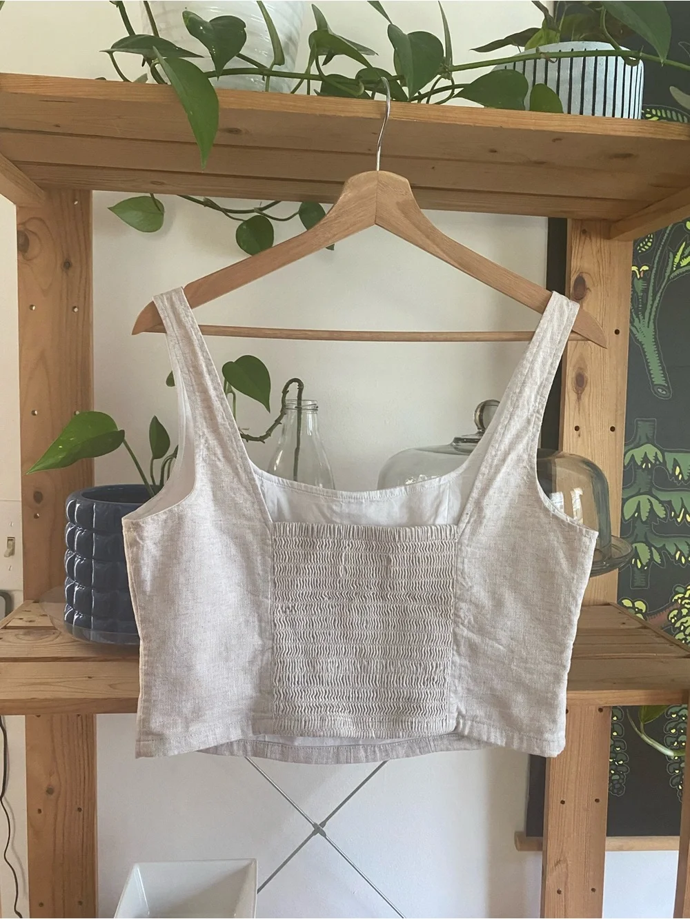 Banana Republic Cream Linen Blend Cropped Bustier Top Palazzo Pants Outfit 4